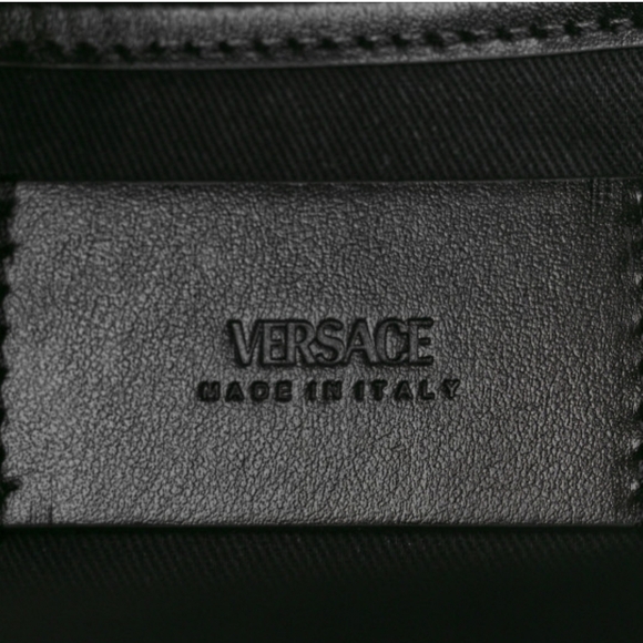 EUC Versace Coated Canvas Calfskin La Greca Signature Backpack Black and Grey - Picture 15 of 16